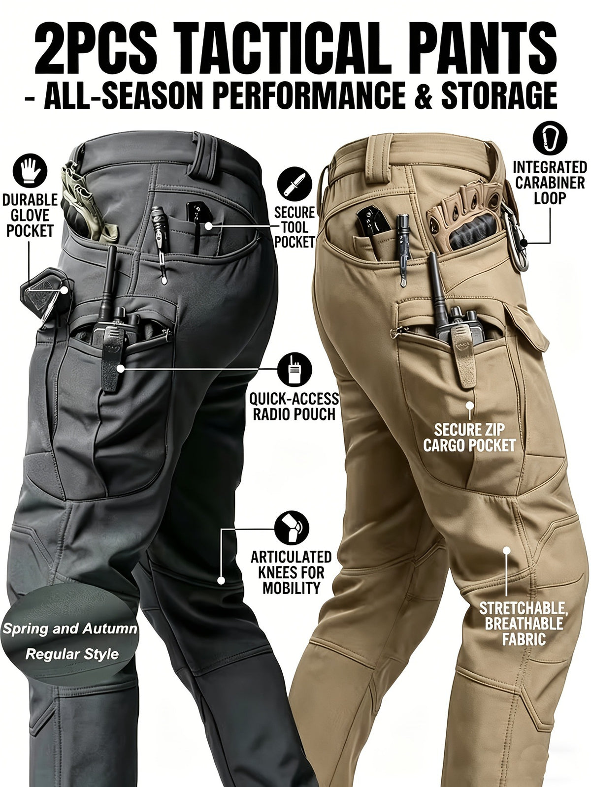 Men 2026 Waterproof Tactical Work Pants, Outdoor Hiking Mountaineering Paratrooper Casual Long Trousers, In‑Stock
