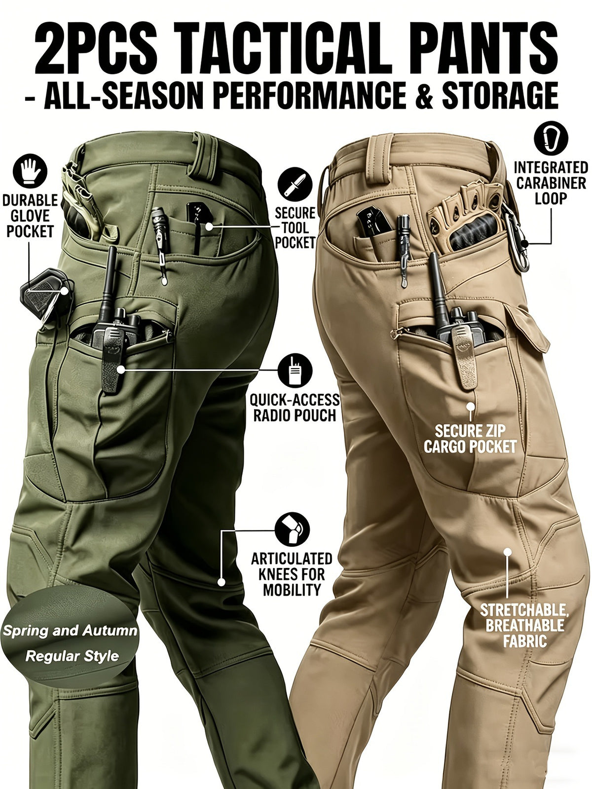 Men 2026 Waterproof Tactical Work Pants, Outdoor Hiking Mountaineering Paratrooper Casual Long Trousers, In‑Stock