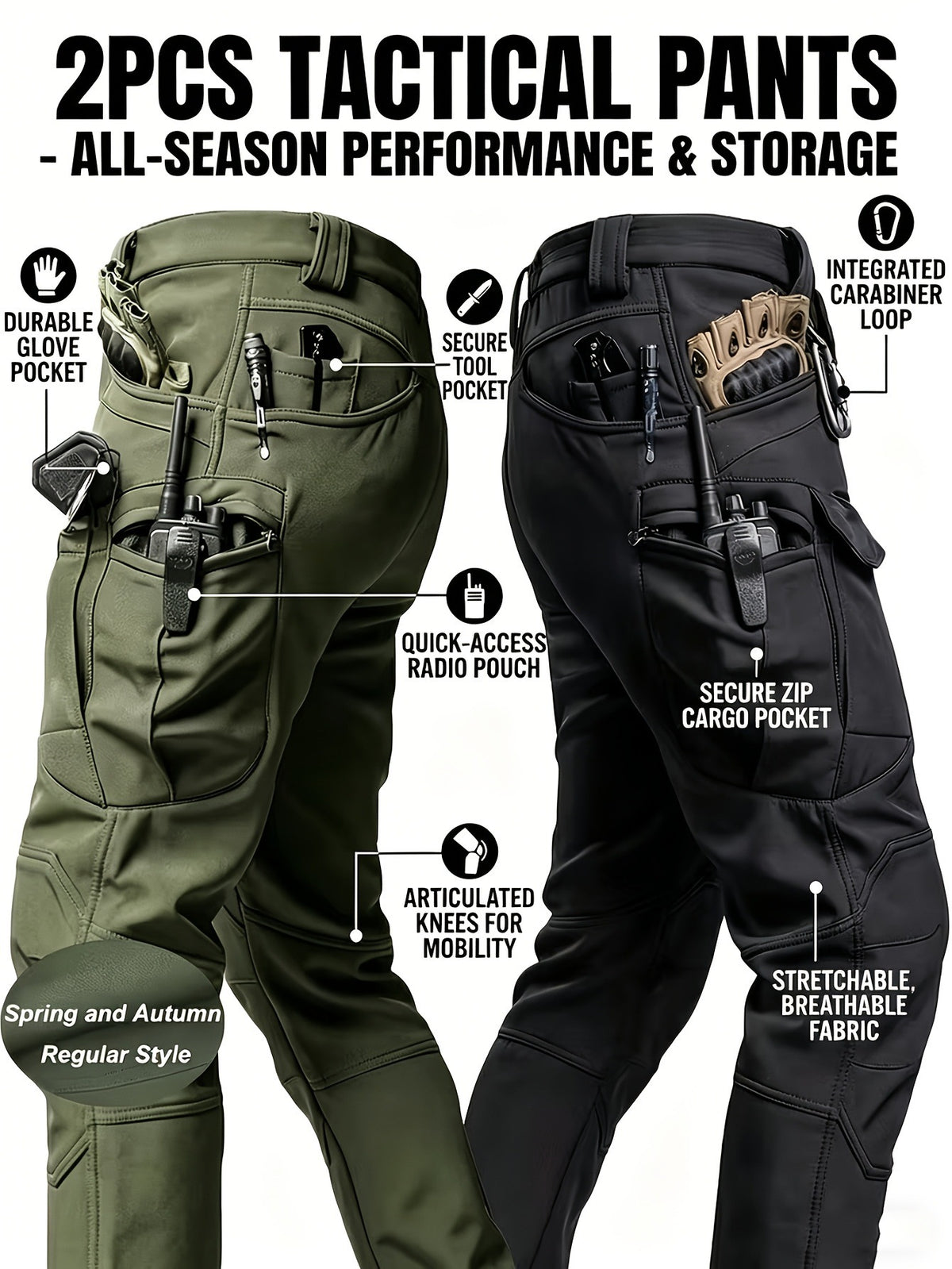 Men 2026 Waterproof Tactical Work Pants, Outdoor Hiking Mountaineering Paratrooper Casual Long Trousers, In‑Stock