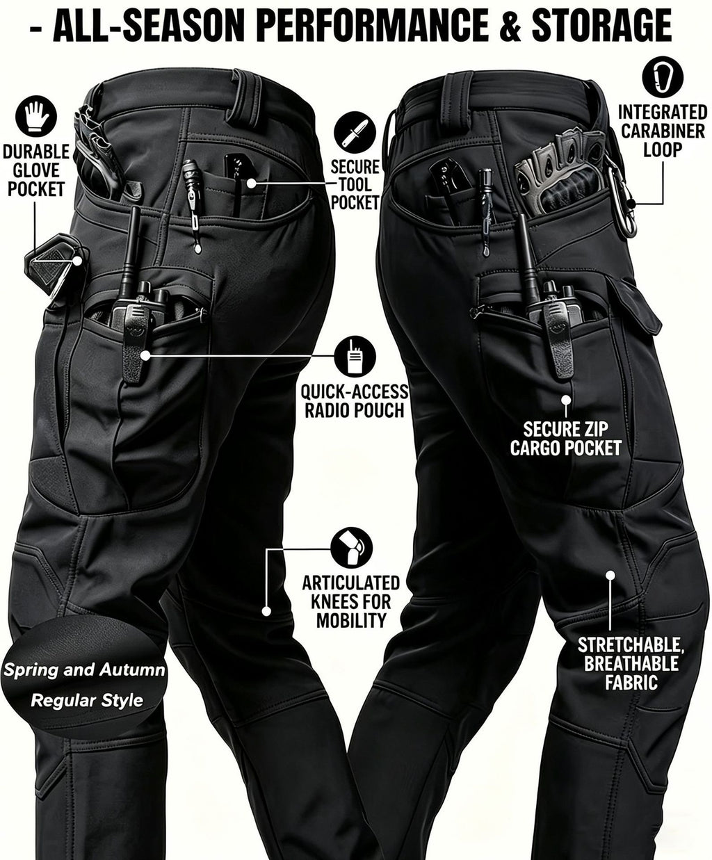 Men 2026 Waterproof Tactical Work Pants, Outdoor Hiking Mountaineering Paratrooper Casual Long Trousers, In‑Stock