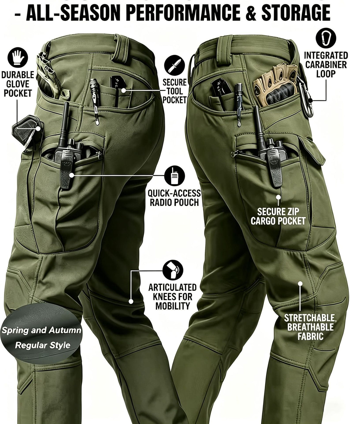 Men 2026 Waterproof Tactical Work Pants, Outdoor Hiking Mountaineering Paratrooper Casual Long Trousers, In‑Stock