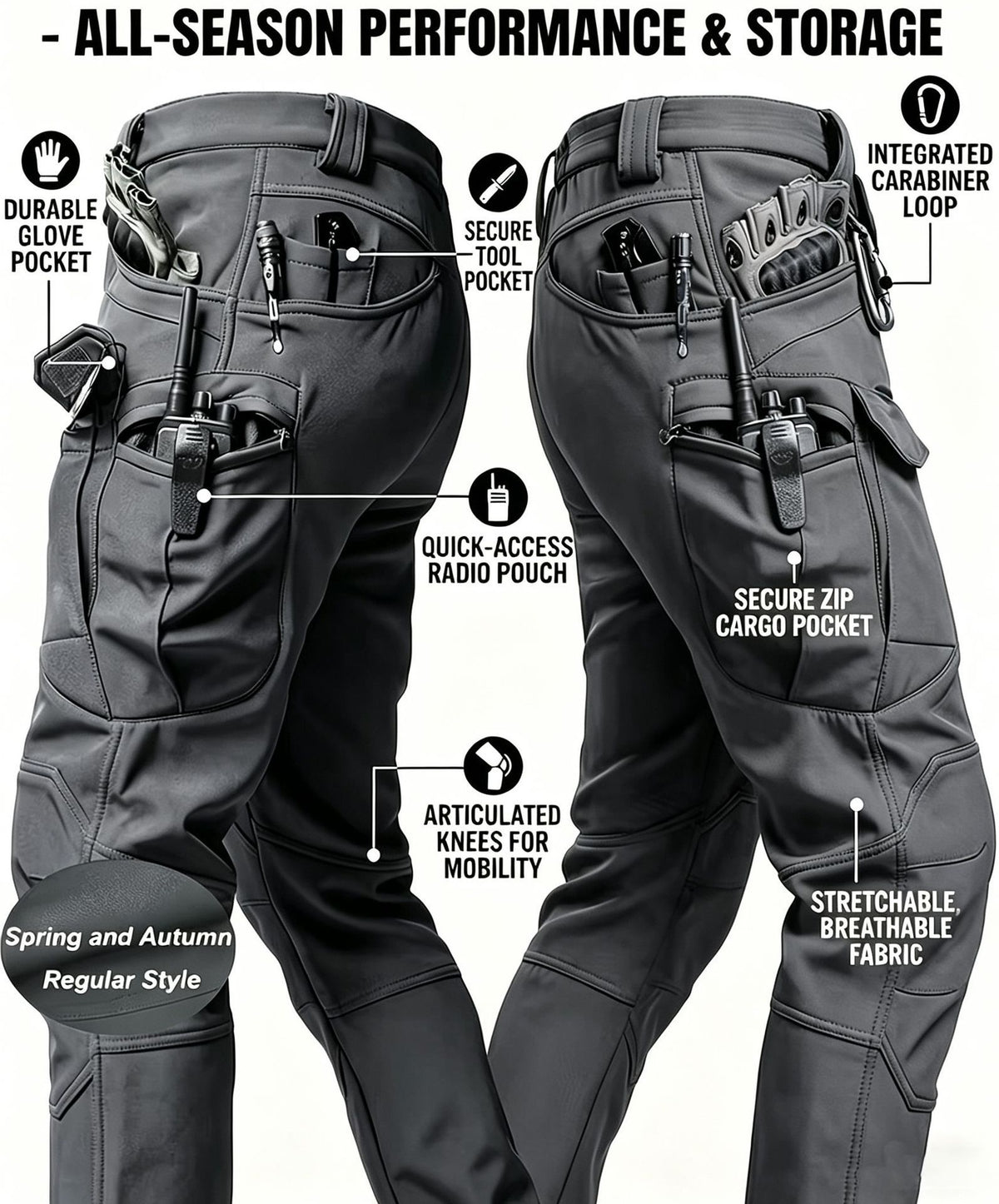 Men 2026 Waterproof Tactical Work Pants, Outdoor Hiking Mountaineering Paratrooper Casual Long Trousers, In‑Stock