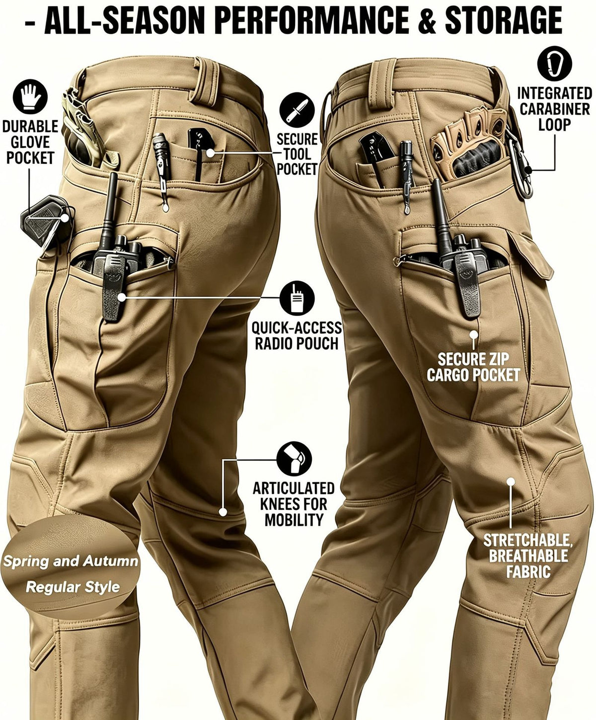 Men 2026 Waterproof Tactical Work Pants, Outdoor Hiking Mountaineering Paratrooper Casual Long Trousers, In‑Stock