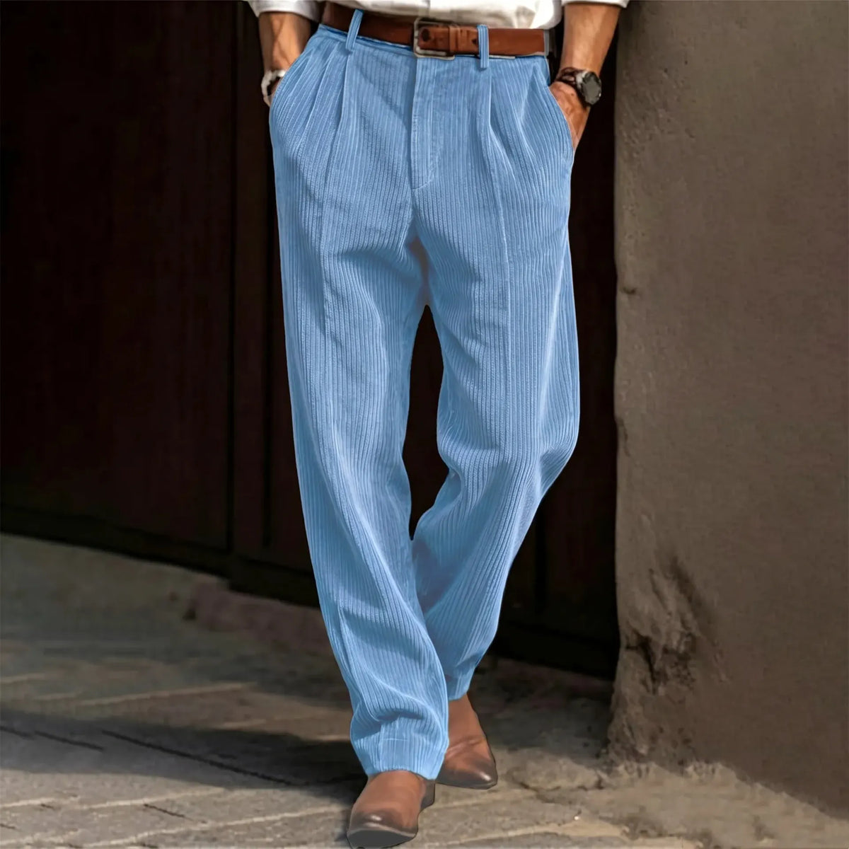 Men's Casual Solid‐Color Corduroy Pants