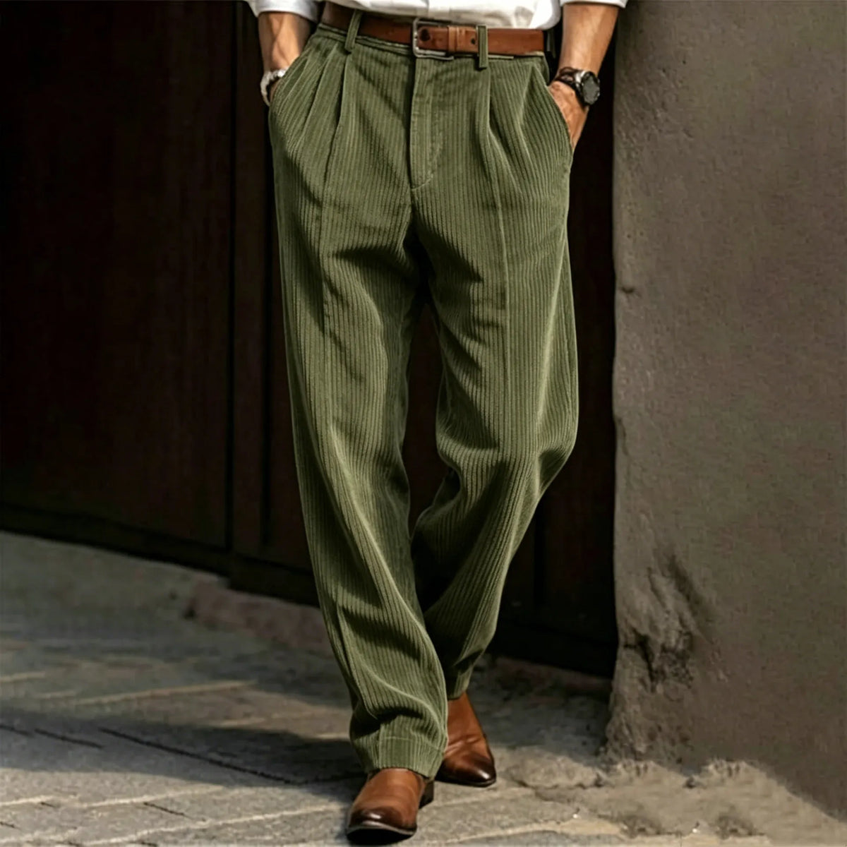 Men's Casual Solid‐Color Corduroy Pants