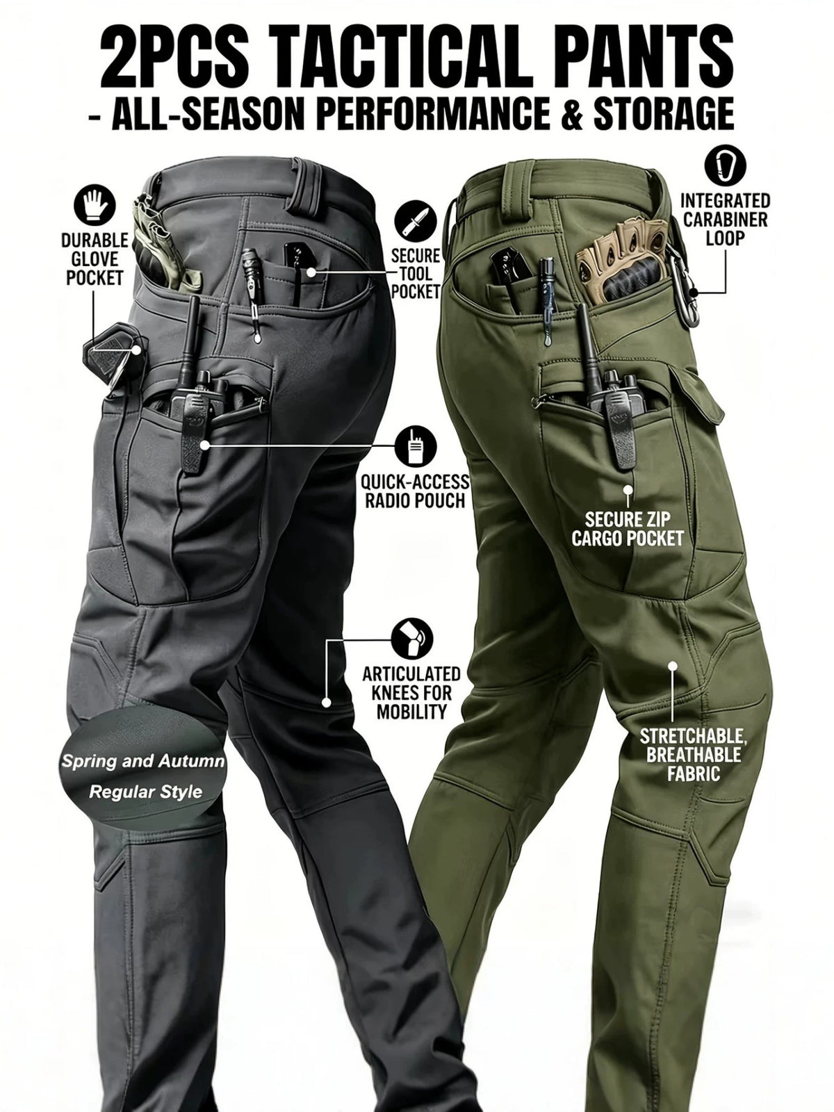 Men 2026 Waterproof Tactical Work Pants, Outdoor Hiking Mountaineering Paratrooper Casual Long Trousers, In‑Stock