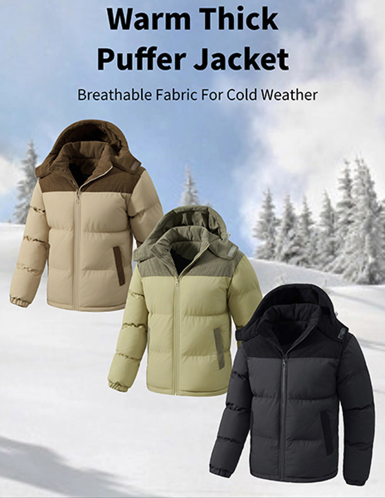 2026 New Men's Windproof Hooded Padded Jacket, Thick High Quality Winter Coat
