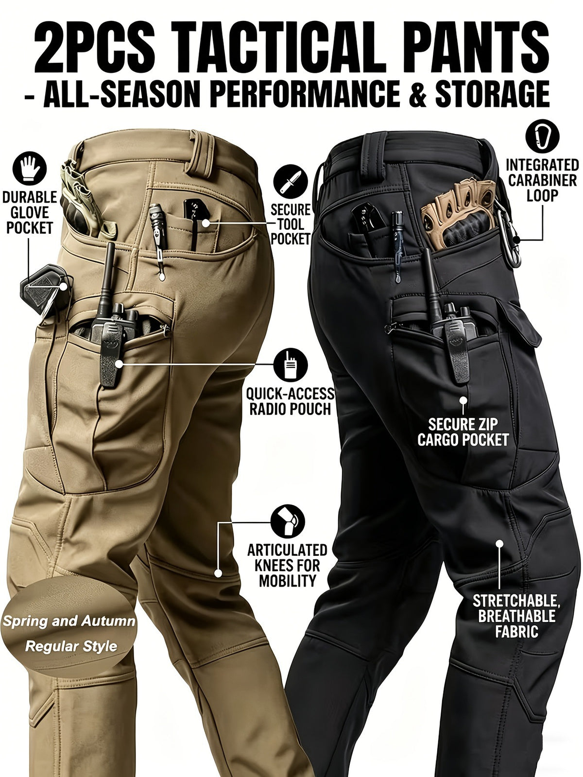 Men 2026 Waterproof Tactical Work Pants, Outdoor Hiking Mountaineering Paratrooper Casual Long Trousers, In‑Stock