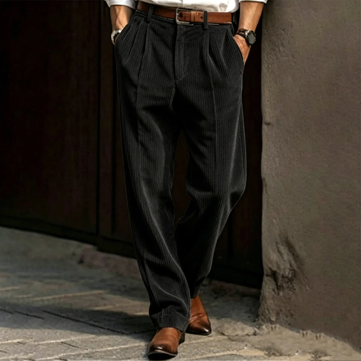 Men's Casual Solid‐Color Corduroy Pants