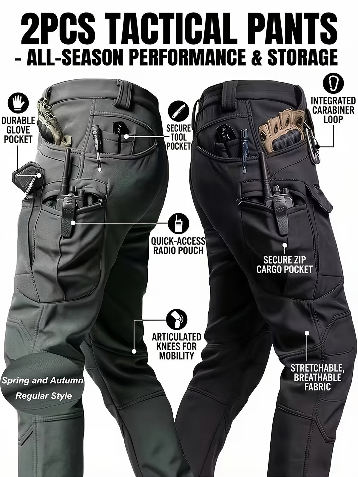 Men 2026 Waterproof Tactical Work Pants, Outdoor Hiking Mountaineering Paratrooper Casual Long Trousers, In‑Stock